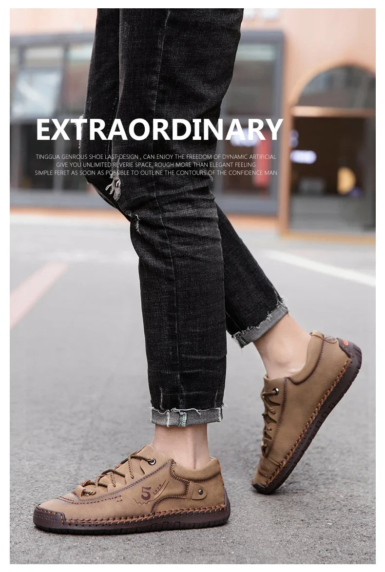 Men Leather Casual Shoes Outdoor Comfortable High Quality Fashion Soft Homme Classic Ankle Non-slip Flats Moccasin Trend
