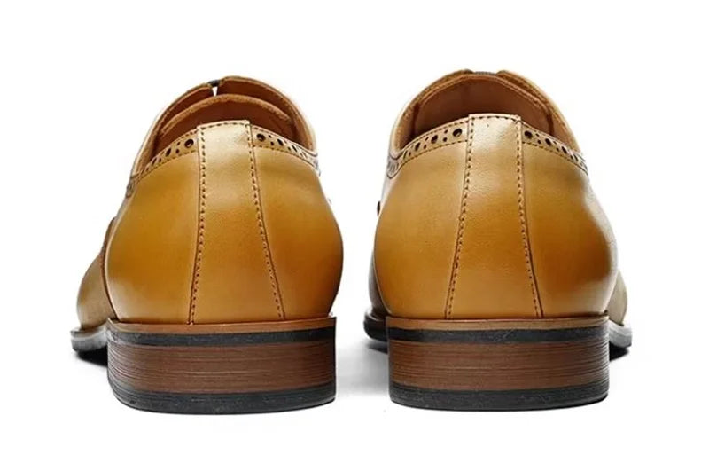 High Quality Genuine Leather Formal Shoes For Men New Style Carved Pattern Lace-up Three-joint Oxford Wedding Dress Shoes