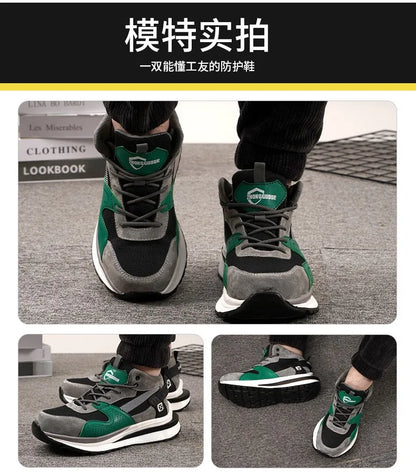 Soft-soled non-slip safety shoes four seasons models men's anti-smash anti-puncture steel head safety shoes new models