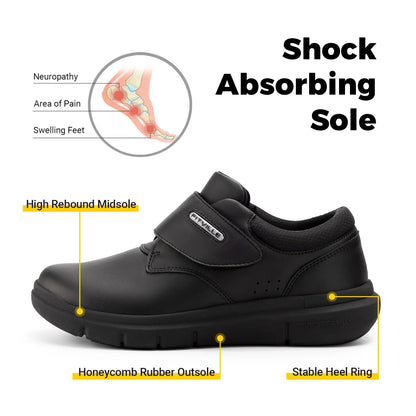Extra Wide Men's Shoes Leather Diabetic Shoes Walking for Elder Orthopedic Toes Swollen Feet Non-Slip Arch Support