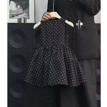 Girls Casual Dresses Polka Dot Print Bow Sleeveless Dress Kids Clothes Girls Kids Dresses for Girls 2 To 7 Years