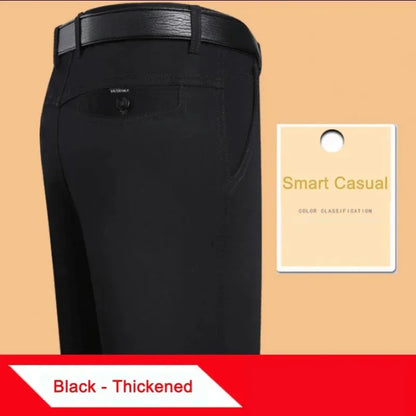 New Arrival 100% Cotton Summer Spring Men's Casual Pants Fashion Solid Black Beige Gentle Thicken Trousers Brand Smart Suit Pant