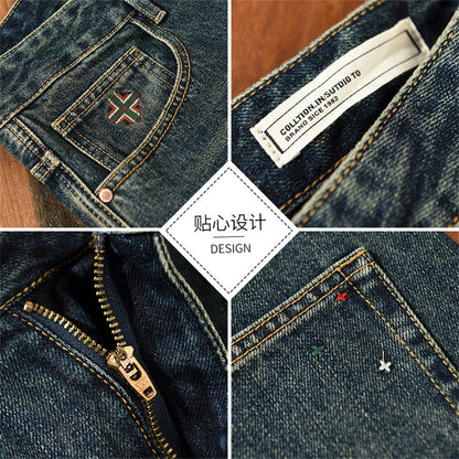 men's autumn pants new vintage washed blue jeans for men winter Trousers male fashion jeans homme  casual pants