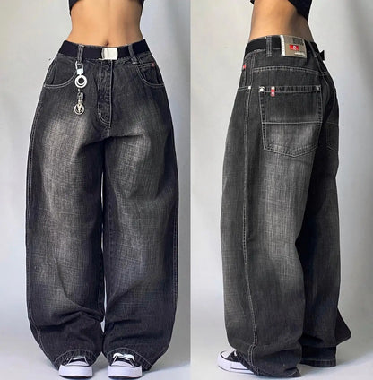 Streetwear New Fashion Oversized Printed Embroidered Baggy Jeans Women Y2K Gothic Harajuku Vintage Pop High Waist Wide Leg Pants