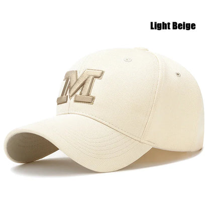 Fashion Men Women M Letter Three-Dimensional Embroidery Baseball Cap New Unisex Outdoor Casual Sport Duck Tongue Cap Sun Hat