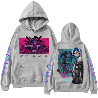 Moletom com capuz de anime Jinx-Arcane Harajuku Hip Hop Pullover Tops Popular Music Sweatshirt Presente para fãs
