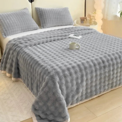 1pc Bubble velvet milk velvet blanket is soft  warm  breathable and can be used as a blanket  bed sheet  or blanket