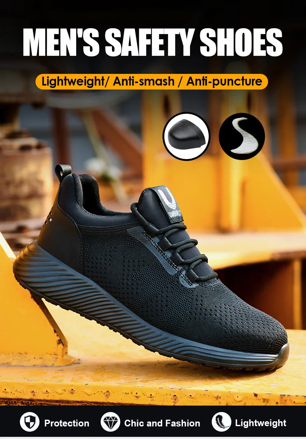 Safety Shoes Men With Steel Toe Cap Anti-smash Men Work Shoes Sneakers Light Puncture-Proof Indestructible Shoes Dropshipping