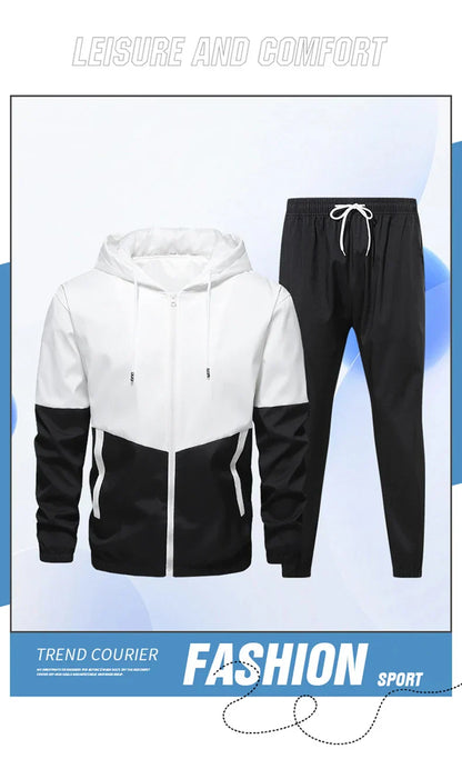 CHRLCK Men's Running Sportswear Suits Breathable Clothes Sports Joggers Training Gym Fitness Tracksuit Sets Men