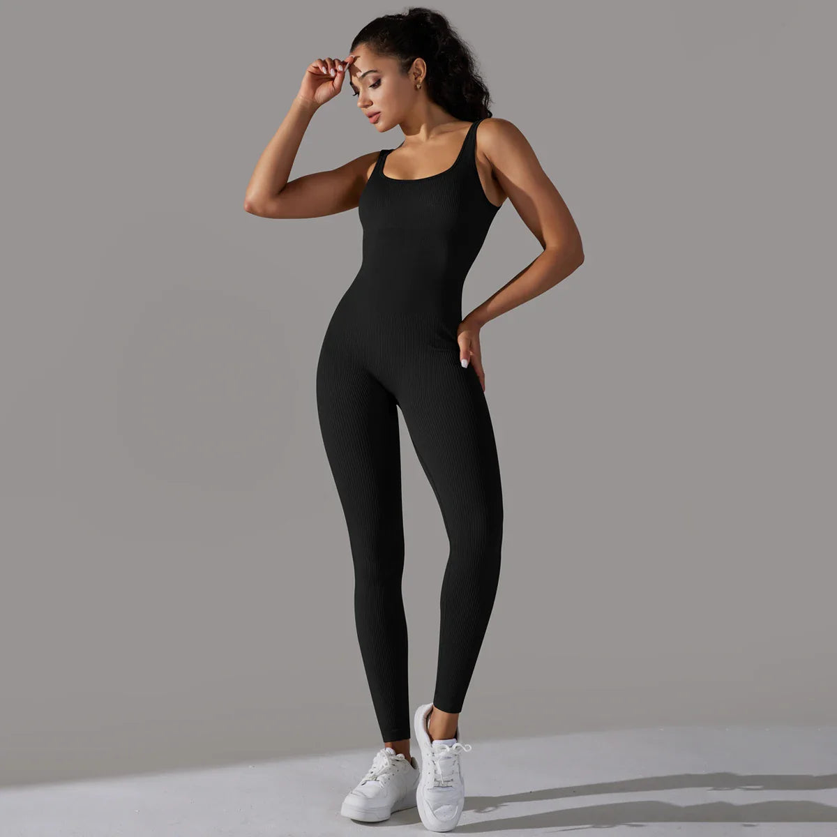 Fitness Sports Jumpsuit Screw Thread Sleeveless Bodysuit Women Seamless Set Full Seasons Casual Fitness Sporty Playsuit