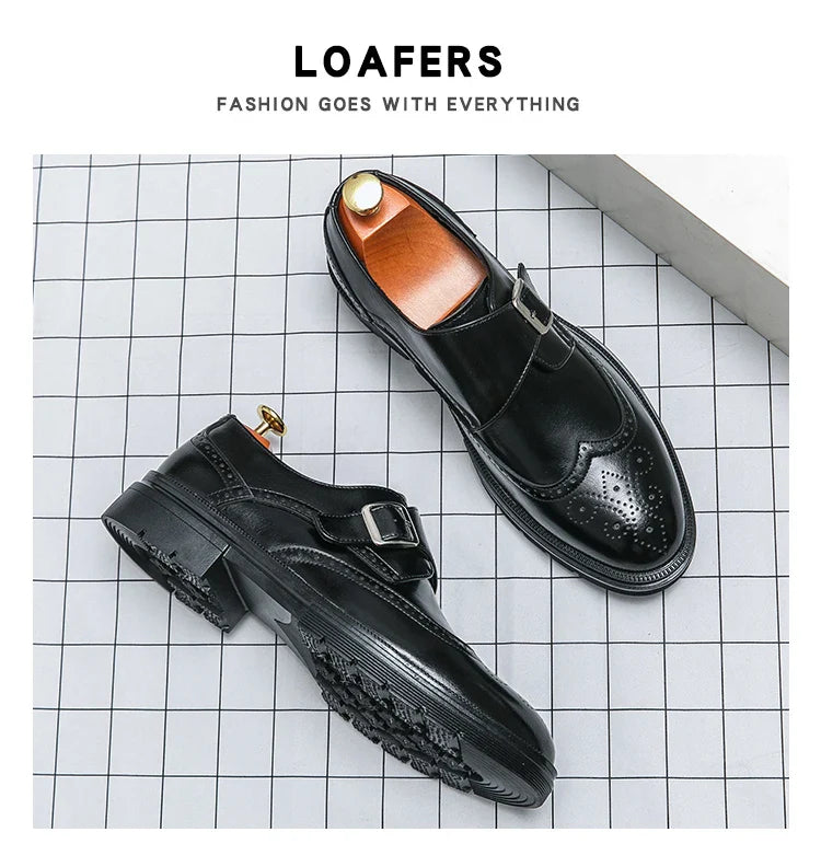 Fashion Formal Wedding Shoes Men Trend Casual Business Leather Shoes For Men High Quality Social Brogues Leather Shoes Male
