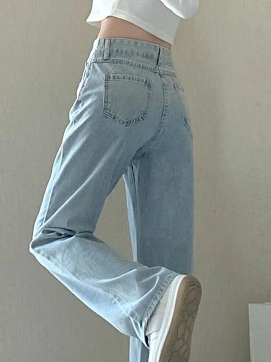 High Waist Retro Wide Leg Versatile And Casual Jeans