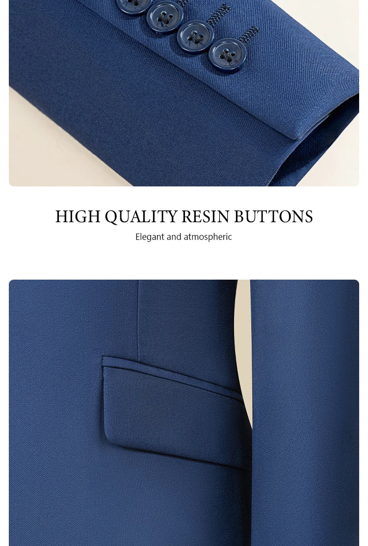 High Quality Men's Suit Slim Fit Solid Color Suit Formal Business Office Single Breasted Coat Pants 2 Pieces Set