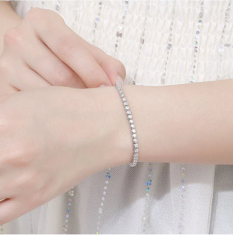 2mm Moissanite Bubble Tennis Bracelet For Women S925 Silver Sparkling Wedding Bracelet Can Pass Diamond Test Fine Jewelry