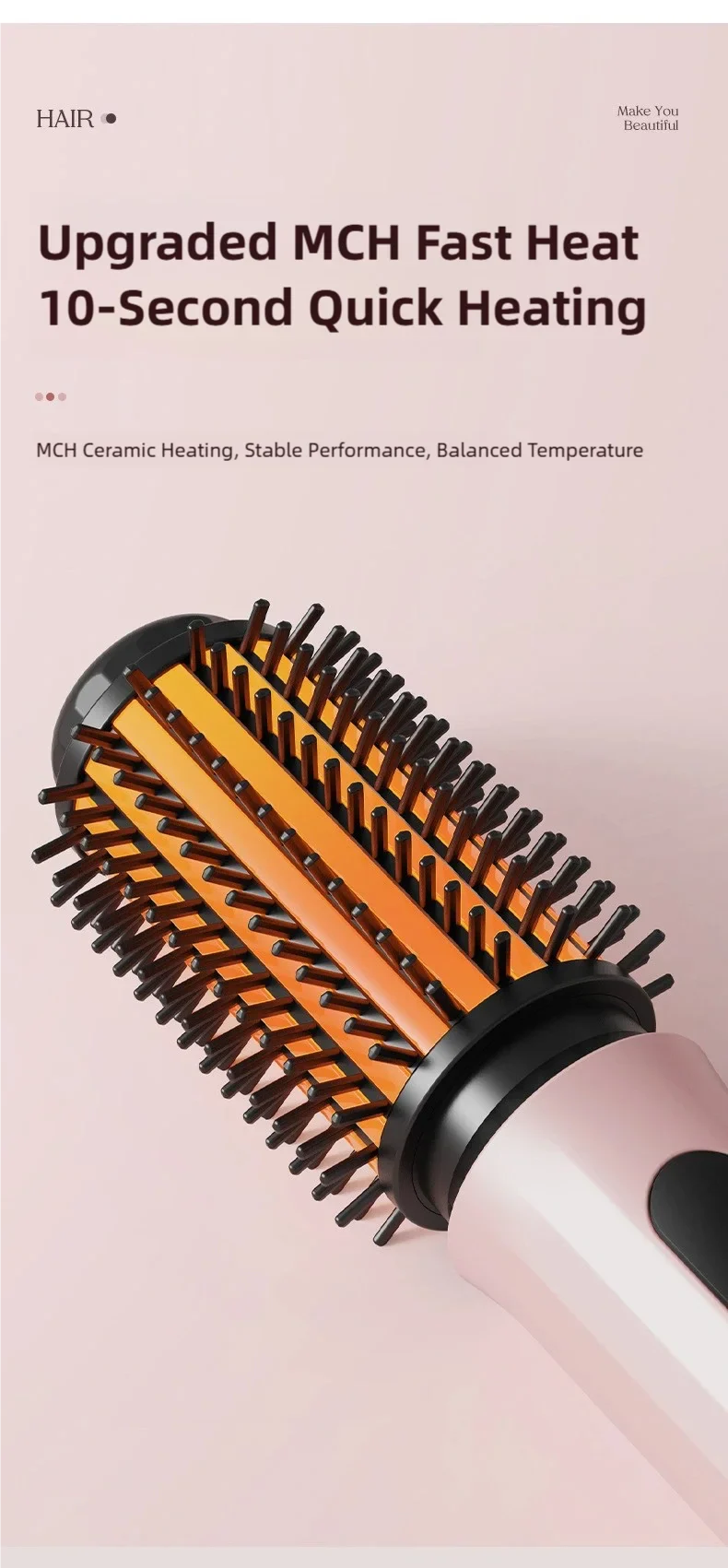 New Automatic Volumizing Hot Air Brush Professional Styling Tool Multifunctional Heated Curling and Straightening Comb