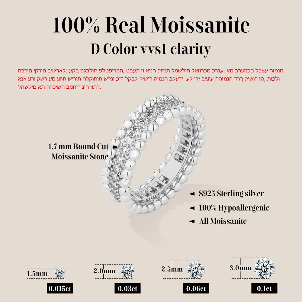 New Trends Moissanite Eternal Rings for Women S925 Sterling Silver D VVS1 Diamond Elegant Engagement Bands Fine Jewelry