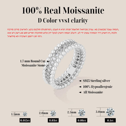 New Trends Moissanite Eternal Rings for Women S925 Sterling Silver D VVS1 Diamond Elegant Engagement Bands Fine Jewelry