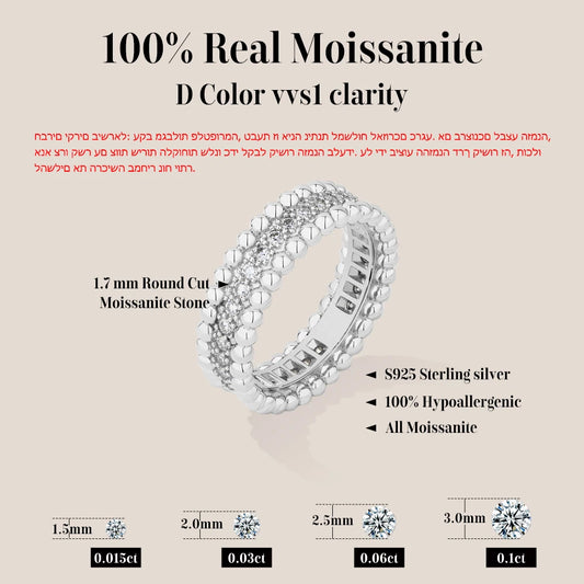 New Trends Moissanite Eternal Rings for Women S925 Sterling Silver D VVS1 Diamond Elegant Engagement Bands Fine Jewelry