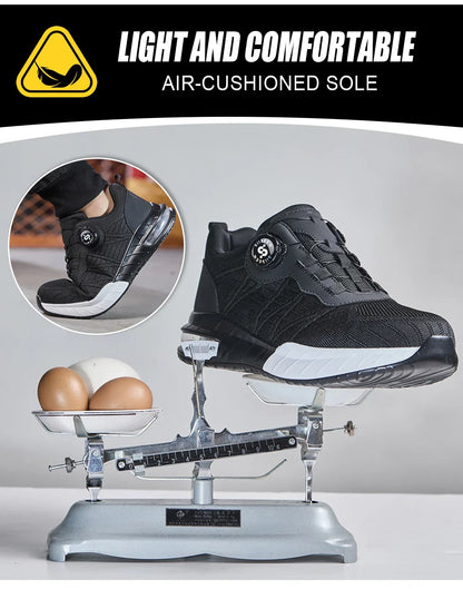 Men's Steel Toe Safety Shoes Anti Smash & Anti Puncture  Lightweight Work Fashionable And Durable Buttoned Safety Shoes Boots