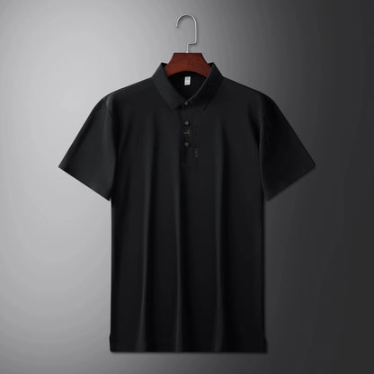 High quality silk breathable short sleeve POLO shirt men's lapel top 2024 summer new light luxury brand printed casual T-shirt