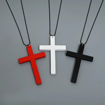Y2K Wood Cross Pendant Necklace for Women Men Vintage Cool Spicy Girls Hip Hop Fashion Necklace Party Jewelry Accessories Gift