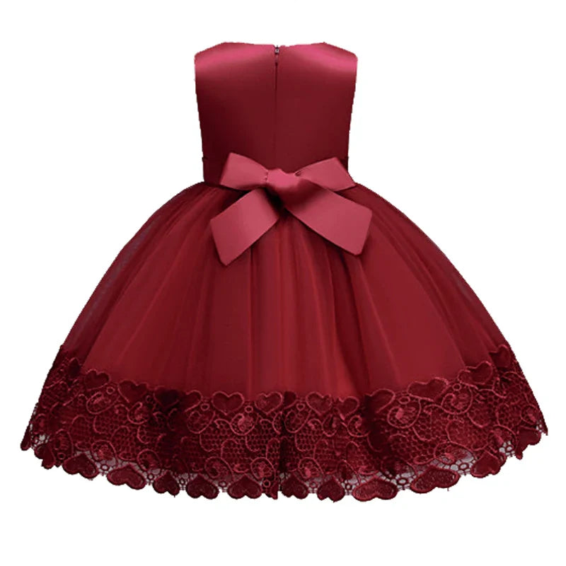 2023 Summer Girls Dress Lace Applique Flower Girl Party Dresses Children Costume 2-10 Years Kids Wedding Princess Birthday Dress