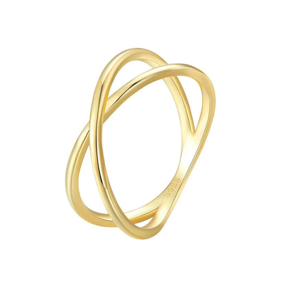 14K Gold Plated X Ring Dainty Minimalist 925 Sterling Silver Cross Ring for Women Promise Jewelry 2 Colors SCR543