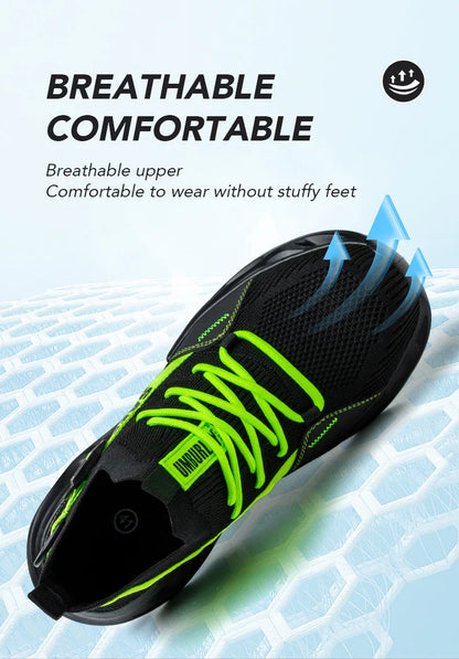 Men's Steel Toe Safety Shoes Anti Crush And Piercing Fashionable Breathable Sock Shoes Outdoor Unisex Work Footwear