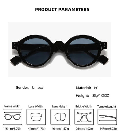 Round Sunglasses Men Punk Double Color Shades UV400 Retro Rivets Decoration Women Trending Sun Glasses Clear Lens Frame