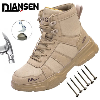 Camouflage Safety Boots Men and Women Work Indestructible Shoes Climbing Steel Toe Protective Boots Anti-puncture Safety Shoes