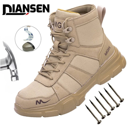Camouflage Safety Boots Men and Women Work Indestructible Shoes Climbing Steel Toe Protective Boots Anti-puncture Safety Shoes