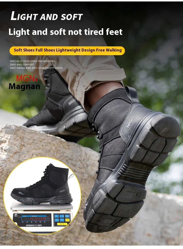 Camouflage Safety Boots Men and Women Work Indestructible Shoes Climbing Steel Toe Protective Boots Anti-puncture Safety Shoes