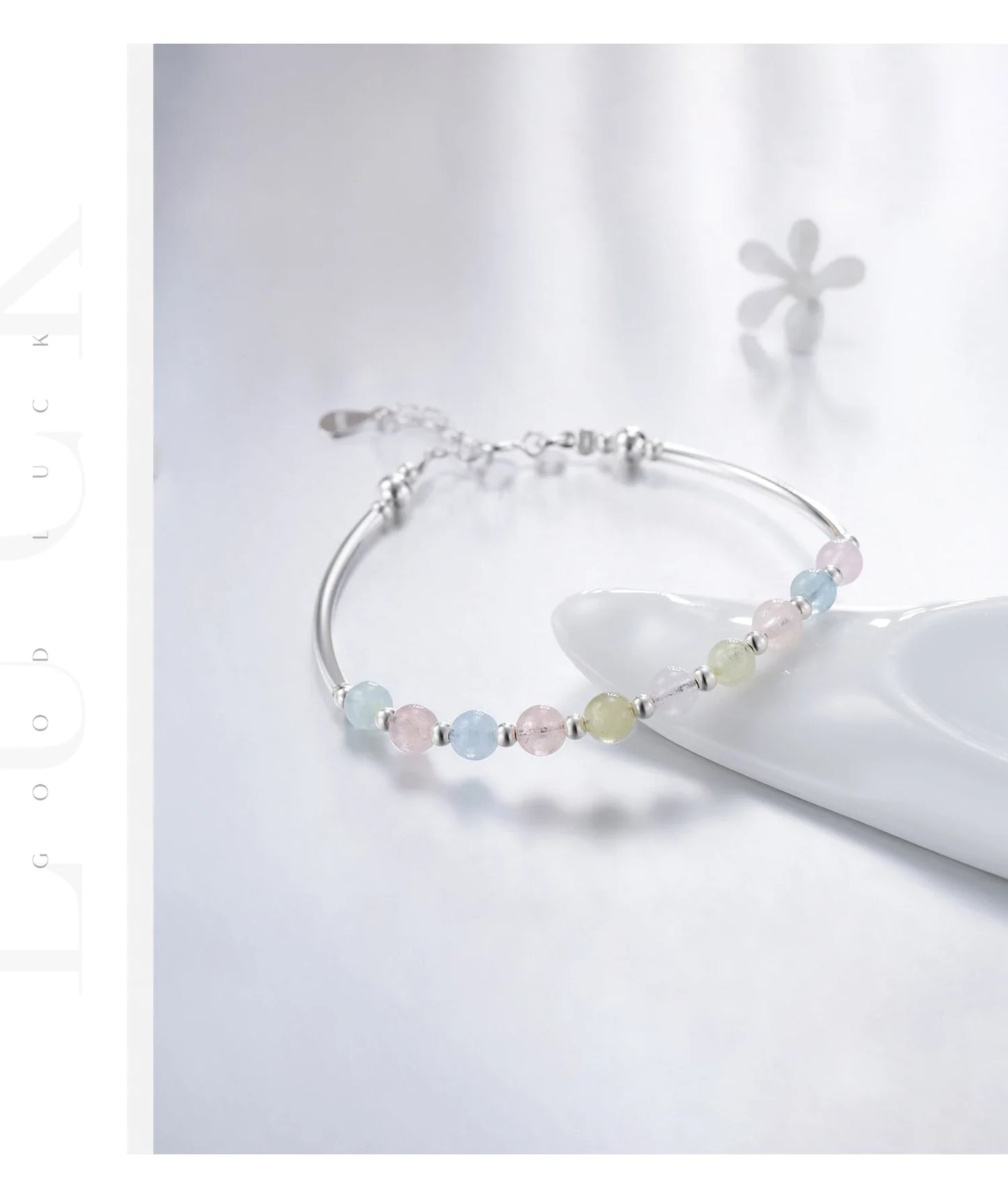 925 Sterling Silver Colorful Beads Crystal Charms Bracelet Fashion New Luxury Bangle Chain For Women Party Jewelry