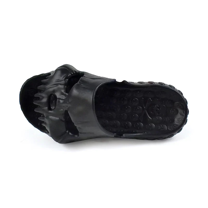 Men’s and Women’s Fashionable Soft Home Slippers – Shower Sandals with Skull Design in Black, White, Brown