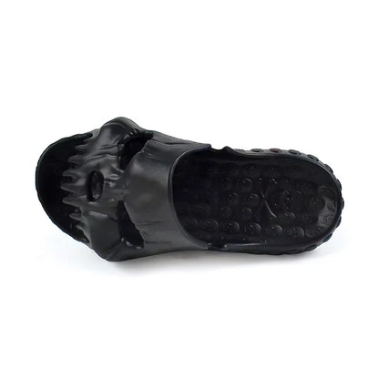Men’s and Women’s Fashionable Soft Home Slippers – Shower Sandals with Skull Design in Black, White, Brown