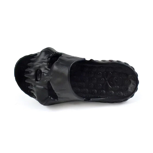 Men’s and Women’s Fashionable Soft Home Slippers – Shower Sandals with Skull Design in Black, White, Brown