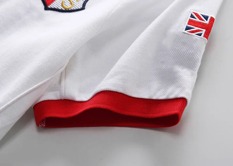 Men's polo shirt England Great Britain Royal casual sports party cotton embroidery luxury contrast color original design