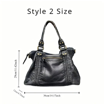 Y2K Spicy Girl One Shoulder Crossbody Bag Vintage Washed Leather Motorcycle Bag Large Capacity Bag