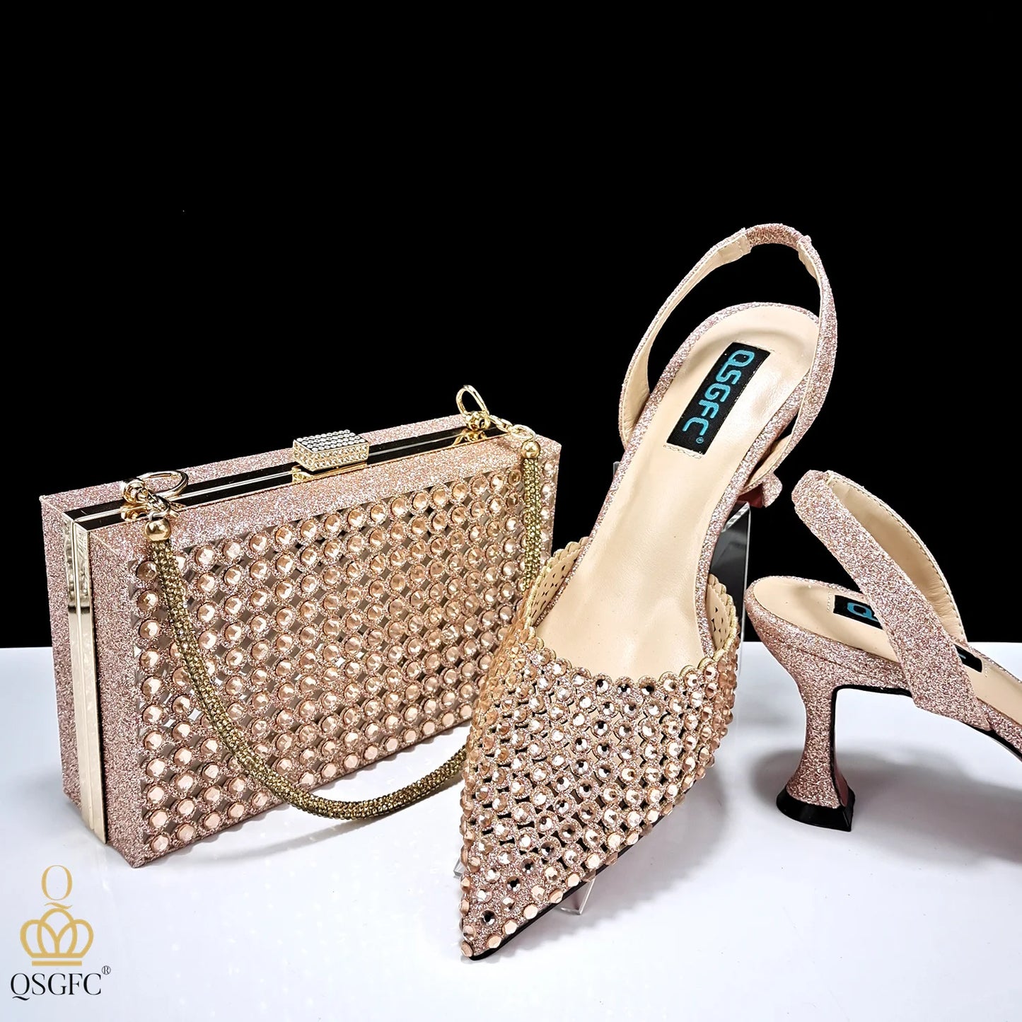 Nigerian New Trending Cutout Style Navy Blue Elegant Women's Shoes and Party Wedding Bag