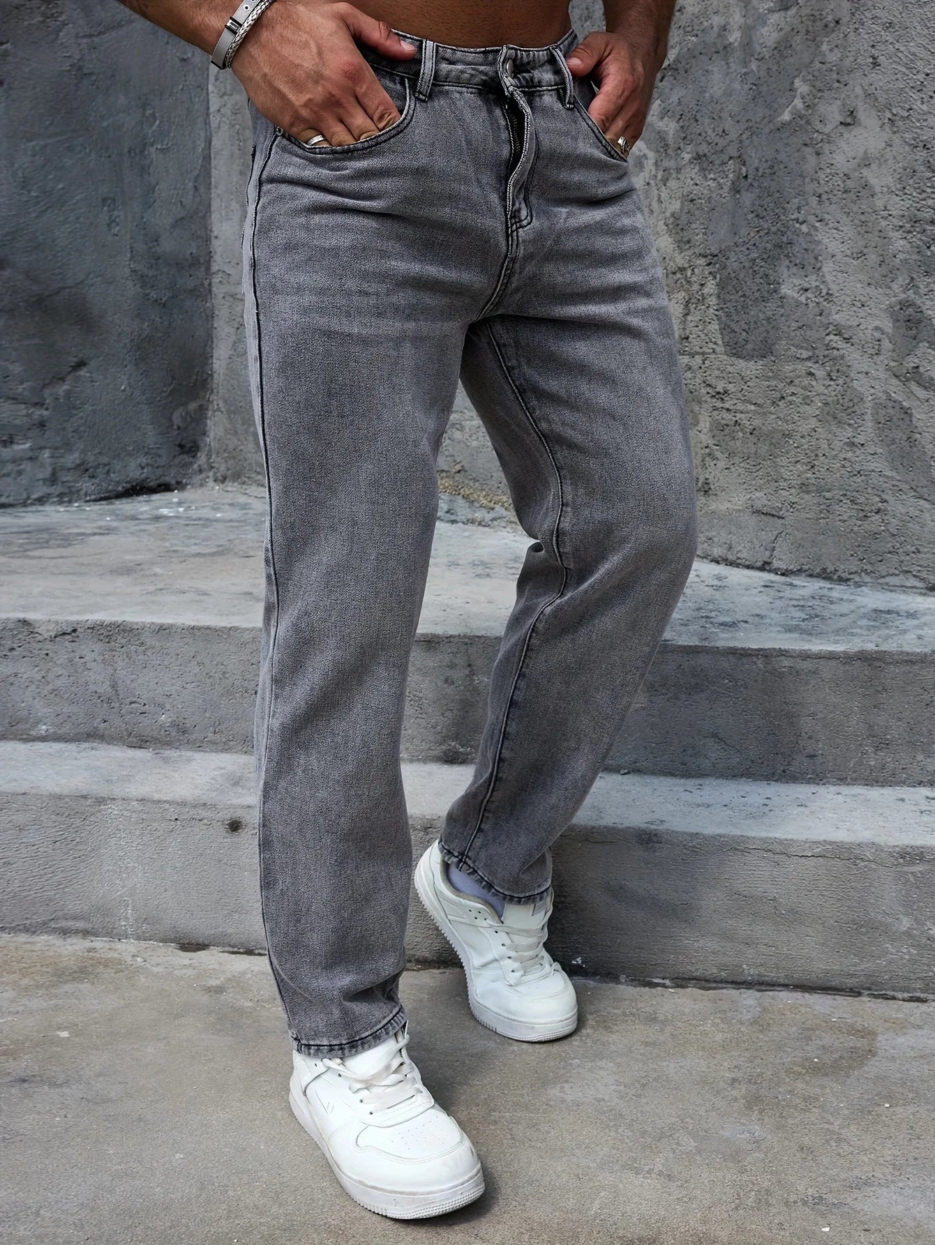 Calça Jeans Masculina Casual 2025 cinza regular-fit Calças versáteis Conforto para todas as estações tamanho UE 44-52 EUA 34-42