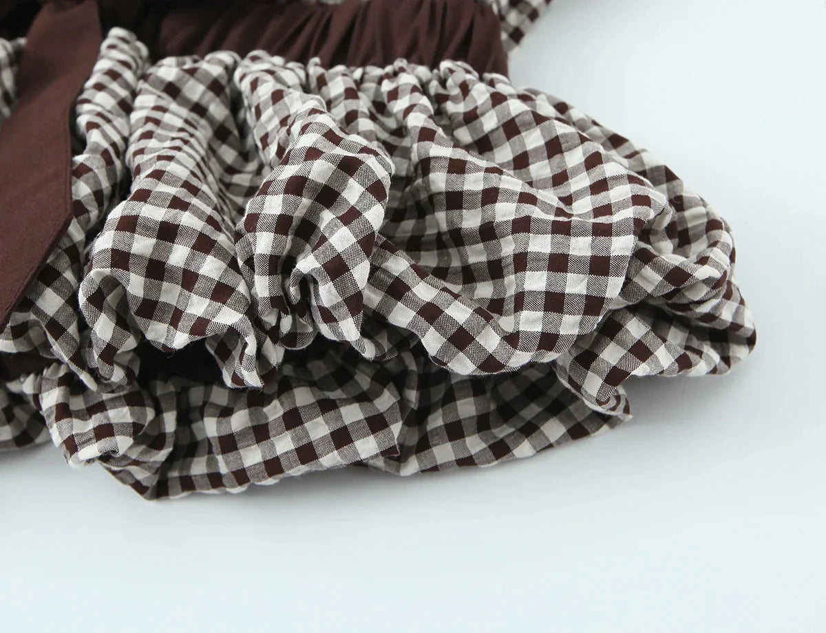 Casual Chic Women Tops Plaid V-Neck Sleeveless Bow Folds Short Tops Fashion 2026 Spring Summer Holiday Female Y2K Tops