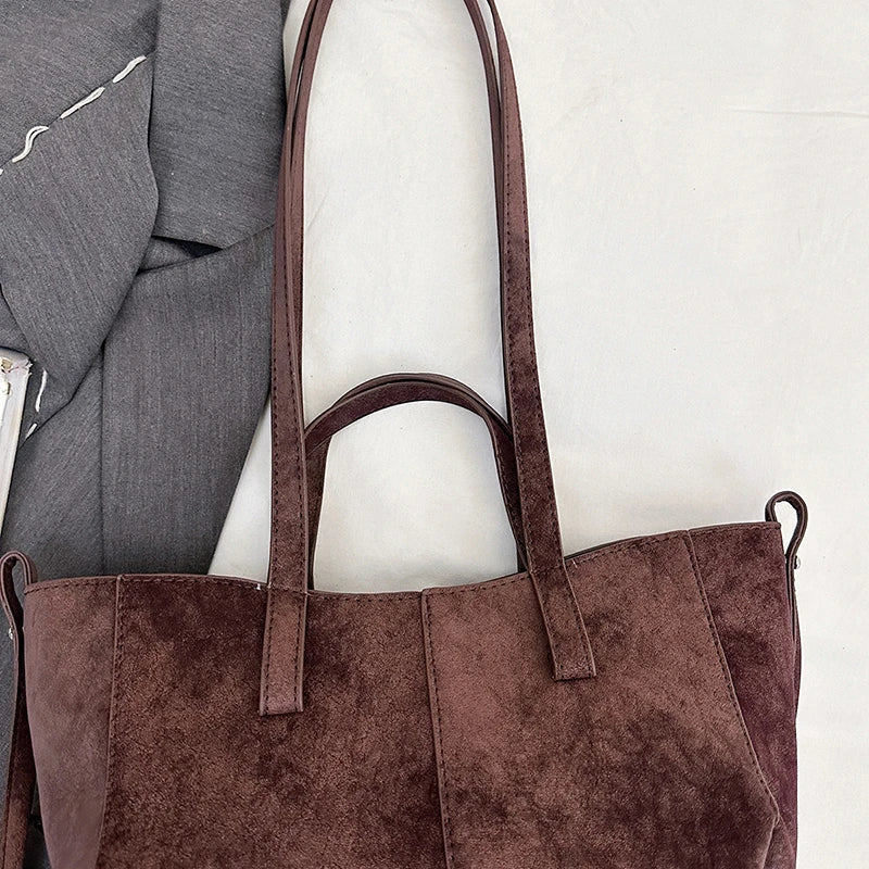 2025 Hot Sale Autumn Soft Women's Handbags Faux Suede Solid Color Large Capacity Shoulder Bag Casual Versatile Ladies Bags