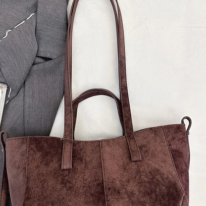 2025 Hot Sale Autumn Soft Women's Handbags Faux Suede Solid Color Large Capacity Shoulder Bag Casual Versatile Ladies Bags