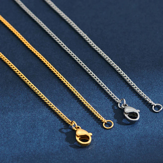 2mm Wide Stainless Steel Link Chain Necklace for Men and Women Silver Color and Gold Color Available Length 14"-30"