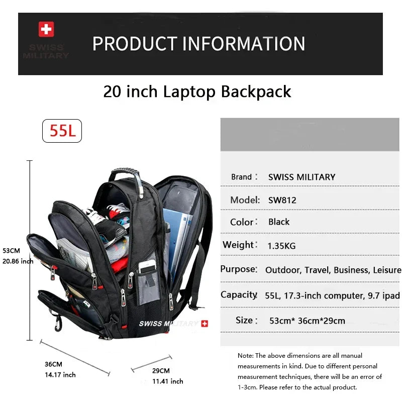 Fashion Travel Multifunction Large Capacity Male Bag Usb Charging Waterproof 23 inch Laptop Backpack Men Mochila