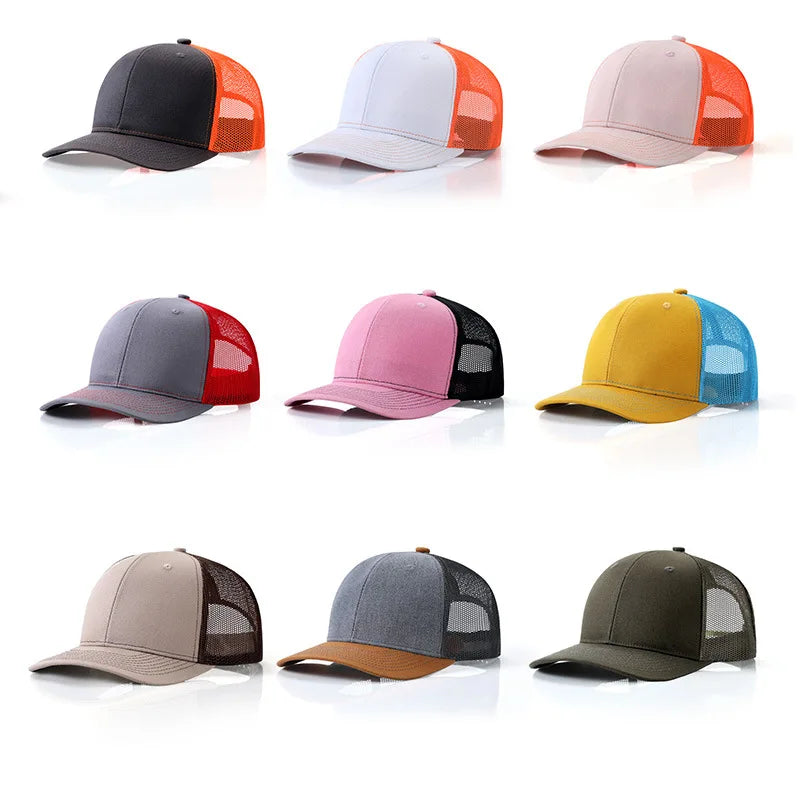 Custom embroidered logo hat Men's and women's mesh cap cotton baseball cap design DIY picture printing logo hat Summer sun hat