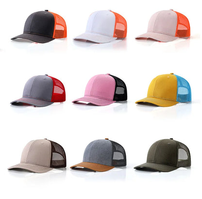 Custom embroidered logo hat Men's and women's mesh cap cotton baseball cap design DIY picture printing logo hat Summer sun hat