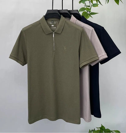 High end brand pony embroidered short sleeve polo shirt unique trend half zipper luxury Paul T-shirt designer's new men's wear