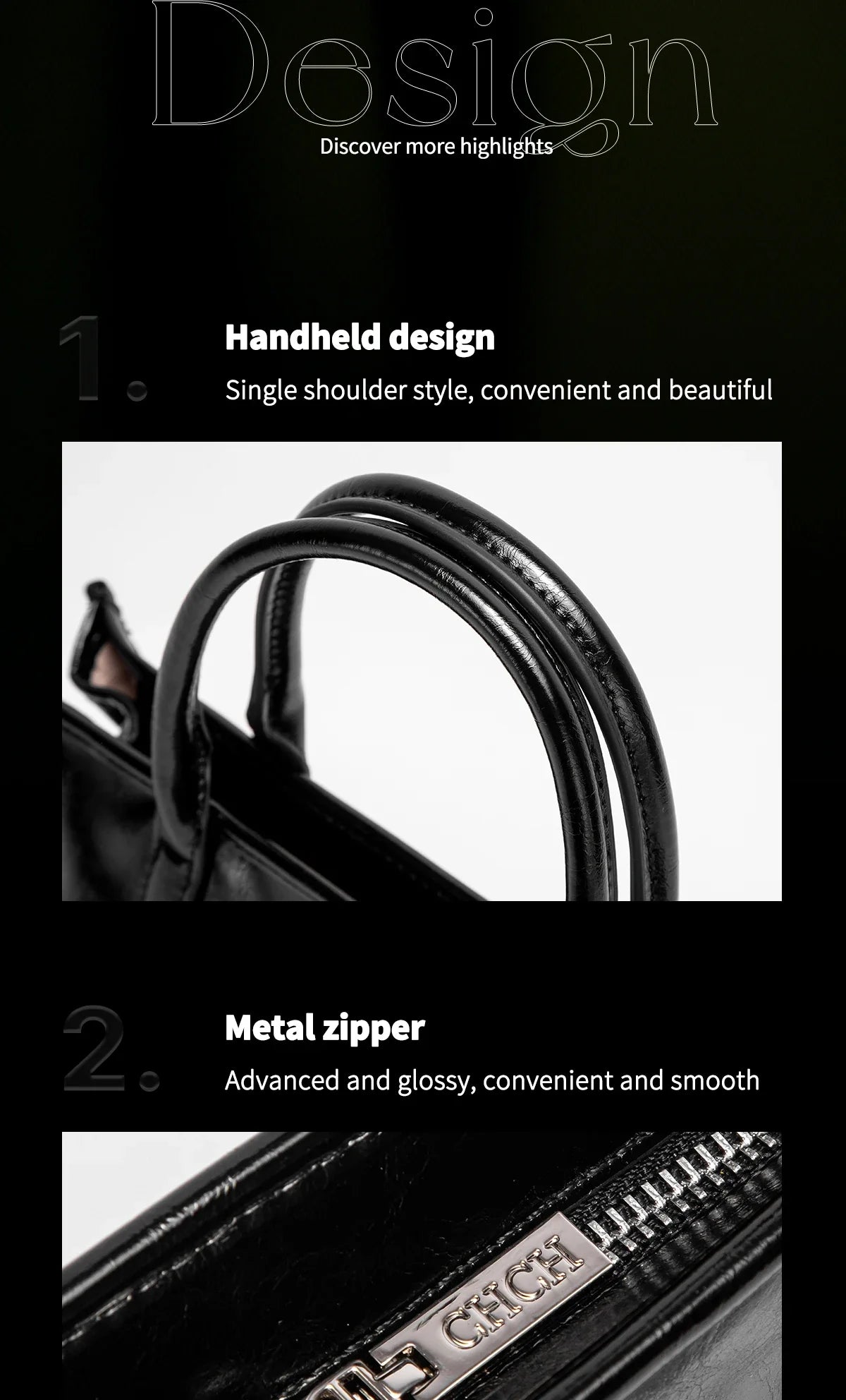 Women's Shoulder Bag New Black Marble Pattern Stick Bag Detachable Shoulder Strap