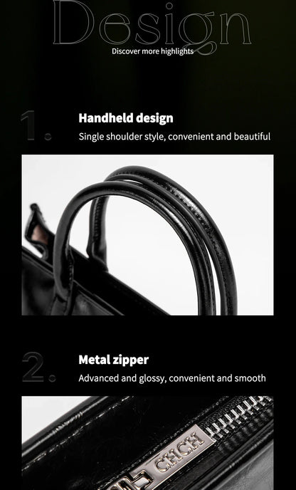 Bolsa de Ombro Feminina CHCH Nova Bolsa de Mão com Estampa de Mármore Preto Alça de Ombro Removível